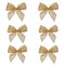 Northlight Glitter Striped 2-Loop Christmas Bow Decorations - 5.5" - Gold - Pack of 6